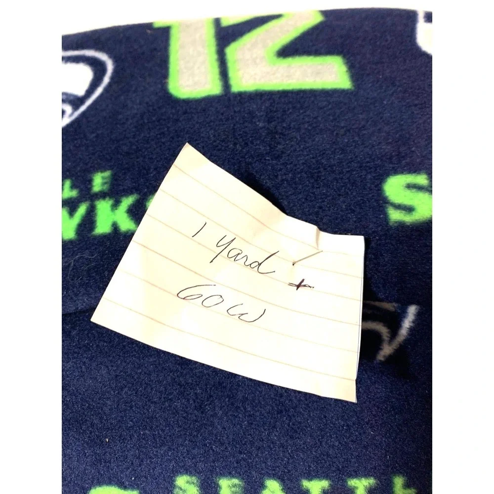 NFL Seattle Seahawks Fleece Fabric 2 Yard+ 60W Navy Blue Excellent 12th Man Logo